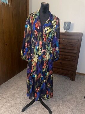 Alex Marie Navy Multi Floral Long Sleeve Maxi Dress